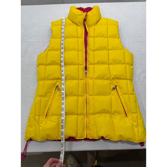 Down Avalon Femme Los Angeles Womens L Puffer Vest Yellow Pink Zip Reversible - Picture 13 of 14